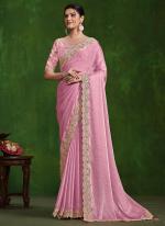 Satin Silk Pink  Wedding Wear Sequence Work Saree